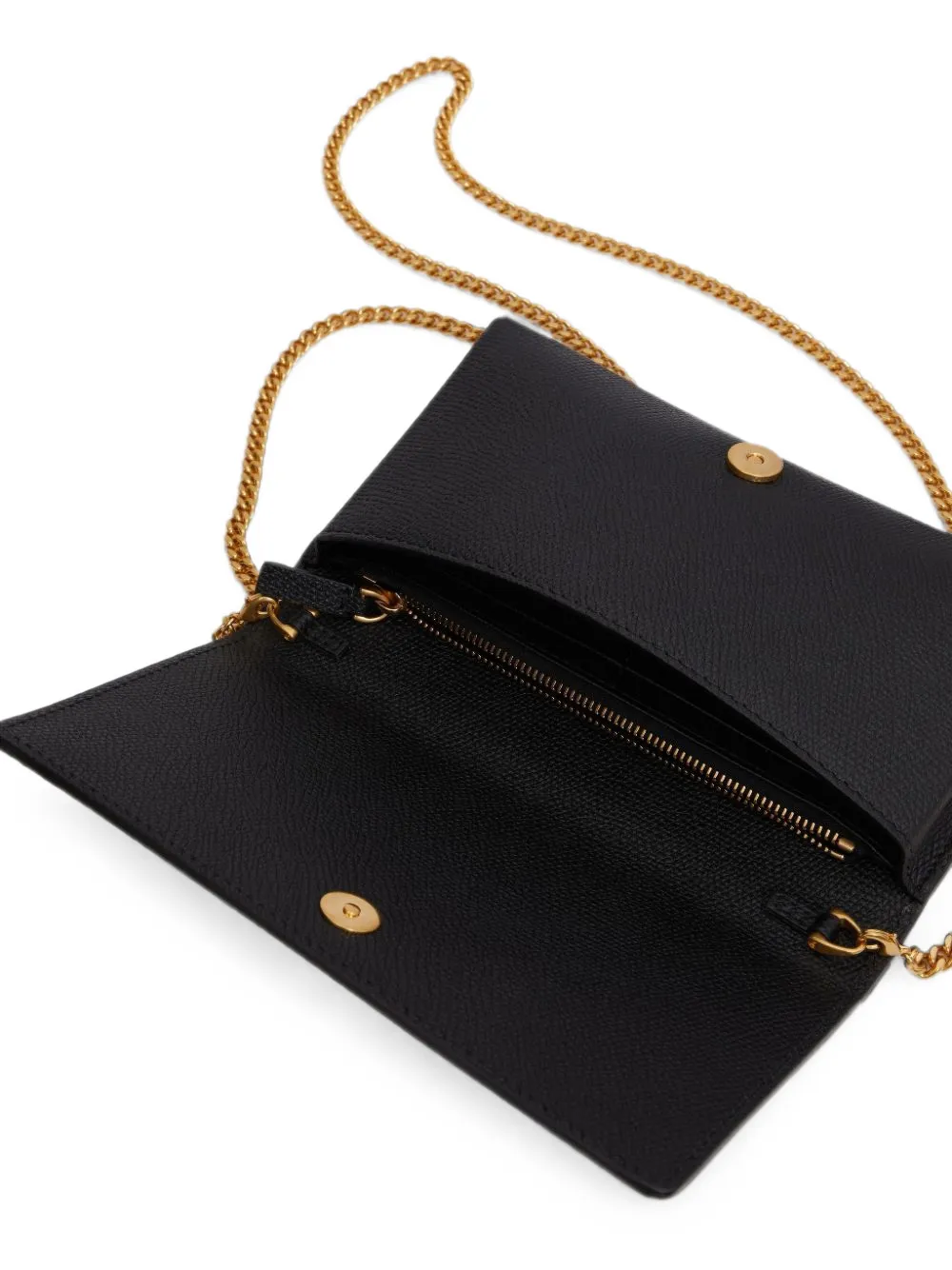 Valentino Garavani VLogo Signature portemonnee van bewerkt kalfsleer met ketting Zwart