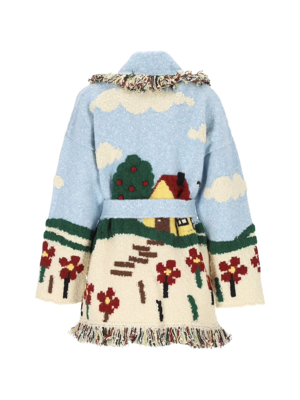 Alanui Casa intarsiagebreide vestjas met franje Blauw