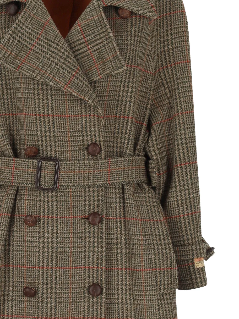 Golden Goose Check-pattern Double-breasted Wool Coat In Brown