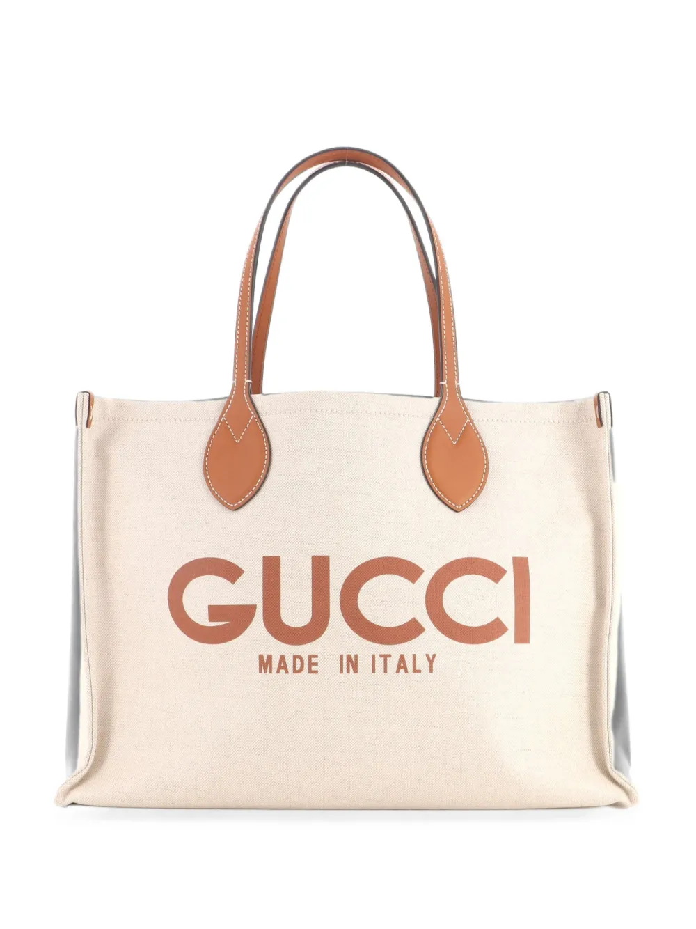 Gucci Pre-Owned Borsa tote media in tela con stampa e logo - Toni neutri