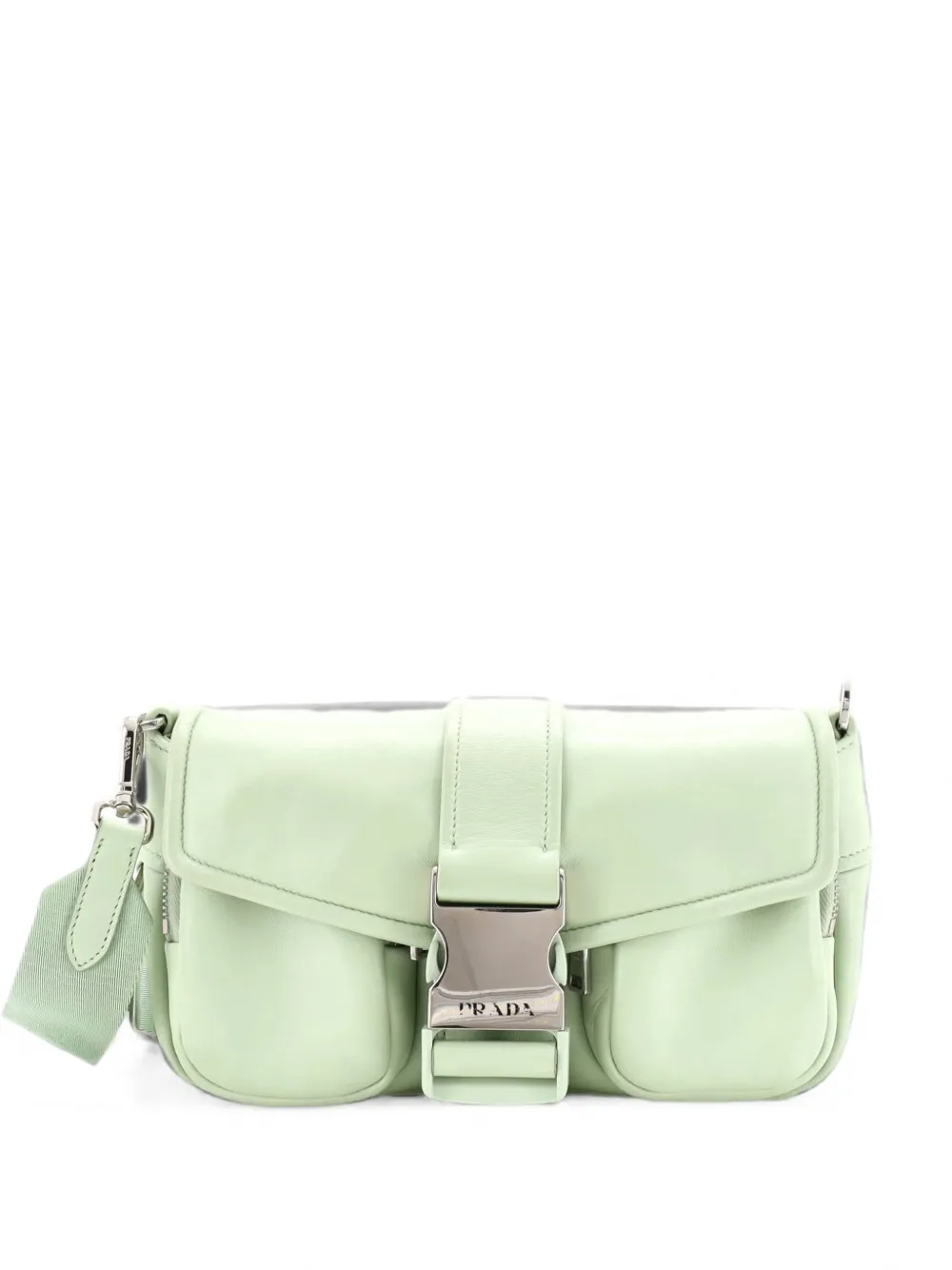Prada Pre-Owned Buckle Pocket Spazzolato Leather and Tessuto crossbody bag - Verde