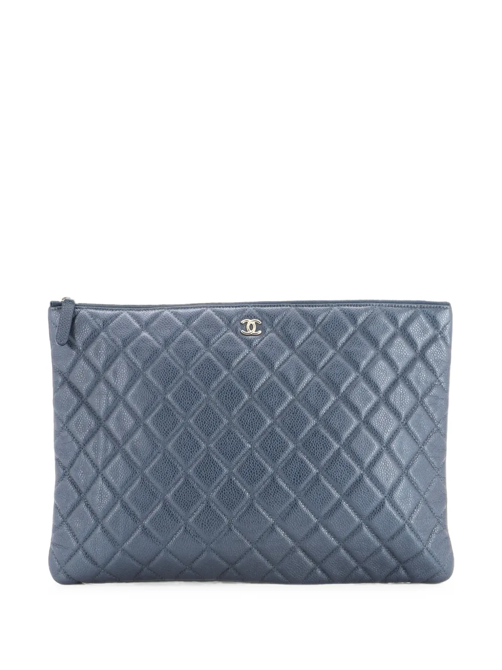 CHANEL Pre-Owned O Case Quilted Iridescent Caviar Large clutch bag - Blu