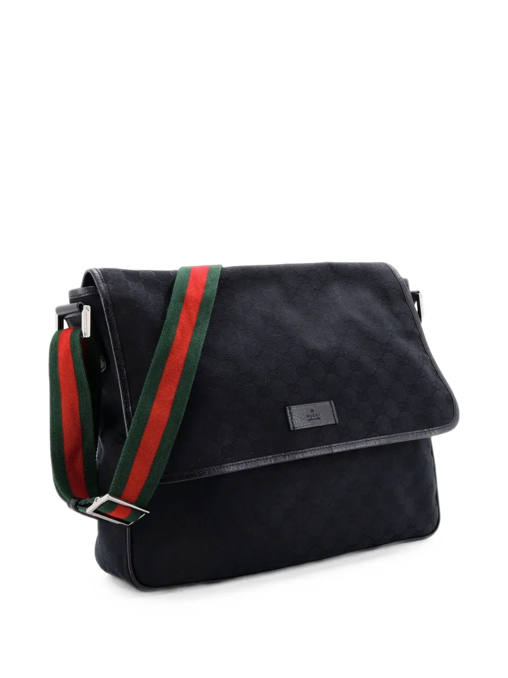 Gucci Pre-Owned Borsa a tracolla GG media in tela con decorazione Web - Nero