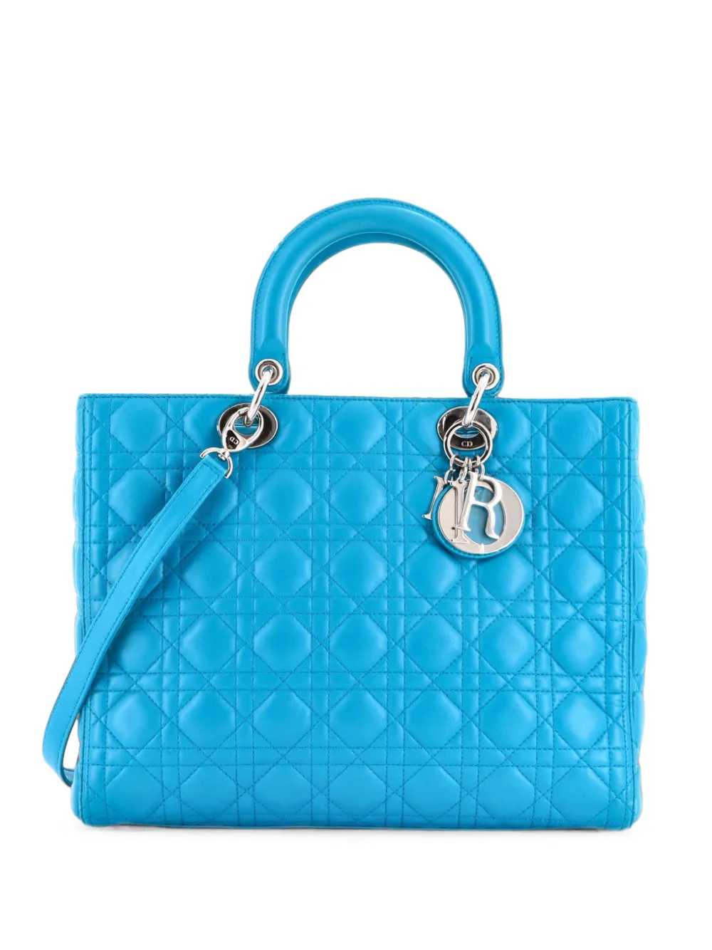 Christian Dior Pre-Owned Lady Dior Bag Cannage Quilt Lambskin Large tote bag - Blau
