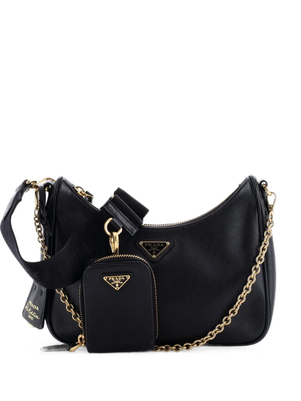Prada Pre-Owned Borsa a tracolla Re-Edition 2005 piccola in pelle Saffiano - Nero