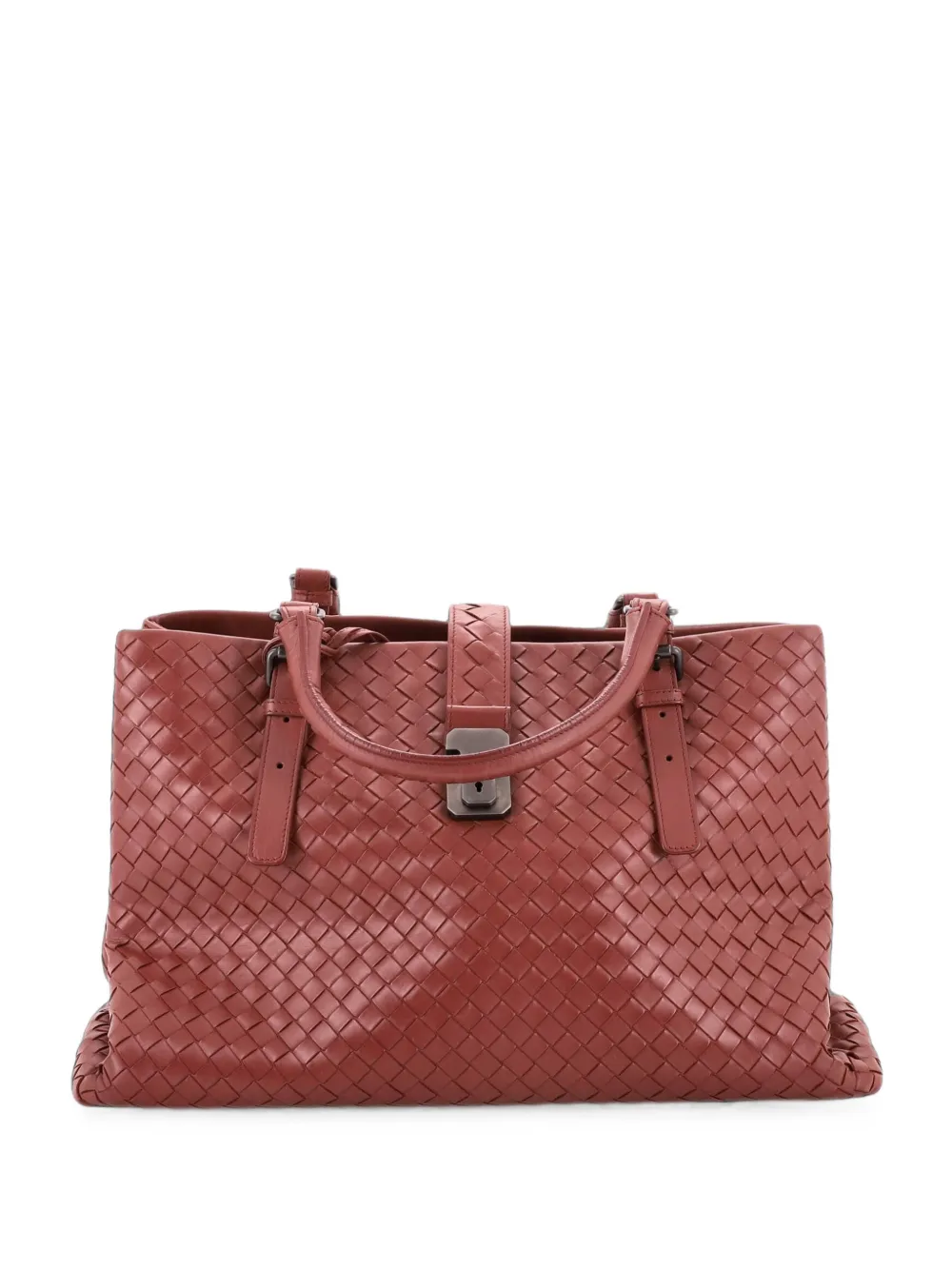 Bottega Veneta Pre-Owned Borsa tote Roma media in nappa con design Intrecciato - Rosso