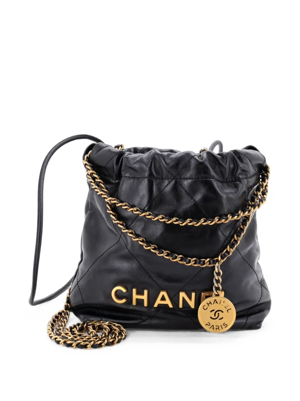 CHANEL Pre-Owned 22 Chain Hobo Quilted Calfskin Mini crossbody bag - Schwarz