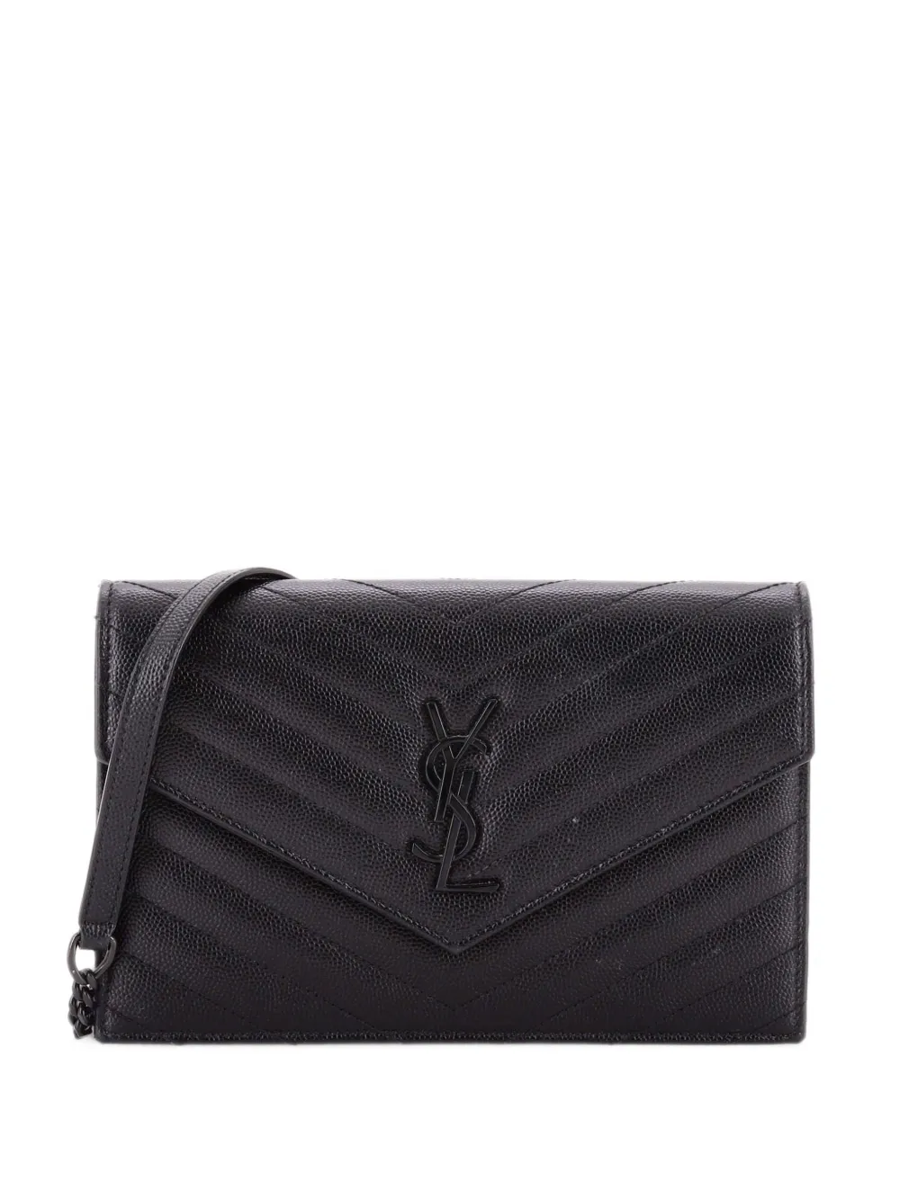 Saint Laurent Pre-Owned Classic Monogram Wallet on Chain Matelasse Chevron Leather Small crossbody bag - Schwarz