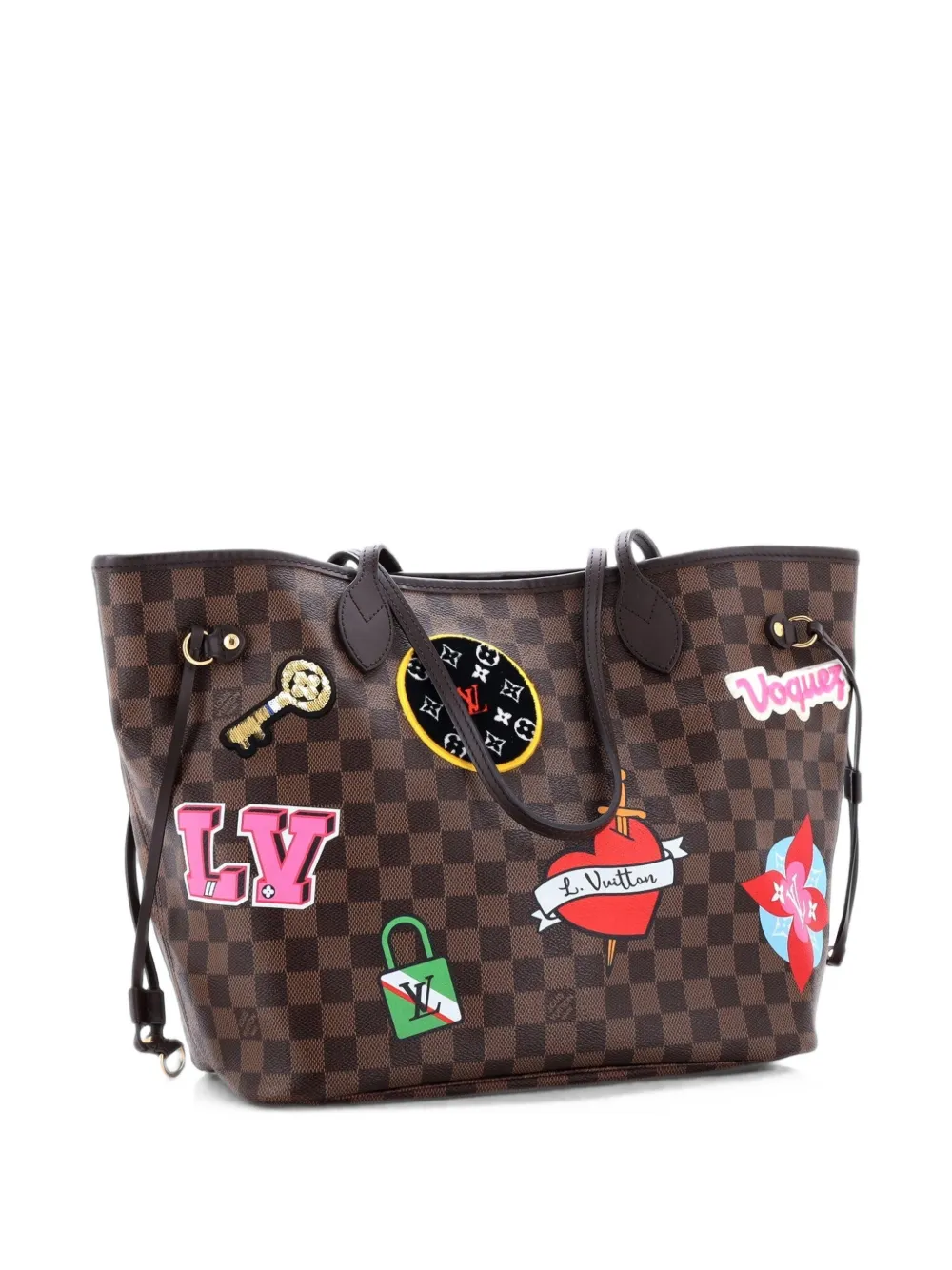 Louis Vuitton Pre-Owned Neverfull NM Limited Edition Patches Damier MM Tote Bag - Braun