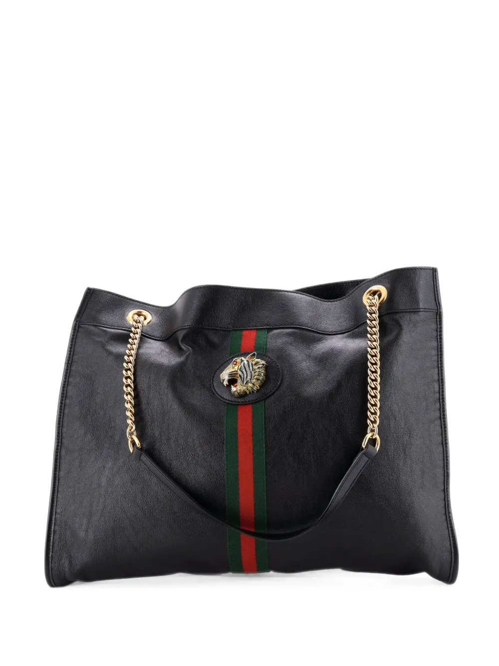 Gucci Pre-Owned Borsa tote Rajah grande in pelle con catena - Nero