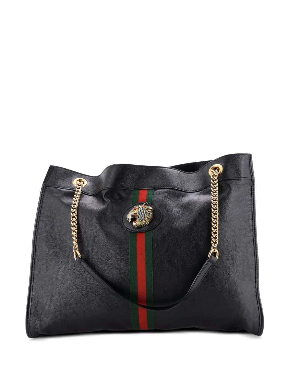 Gucci Pre-Owned Borsa tote Rajah grande in pelle con catena - Nero