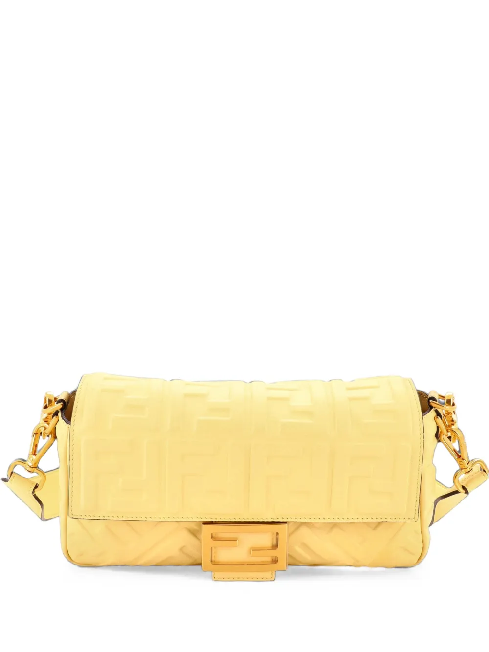 Fendi Pre-Owned Borsa a tracolla Baguette NM media in pelle goffrata con motivo Zucca - Giallo