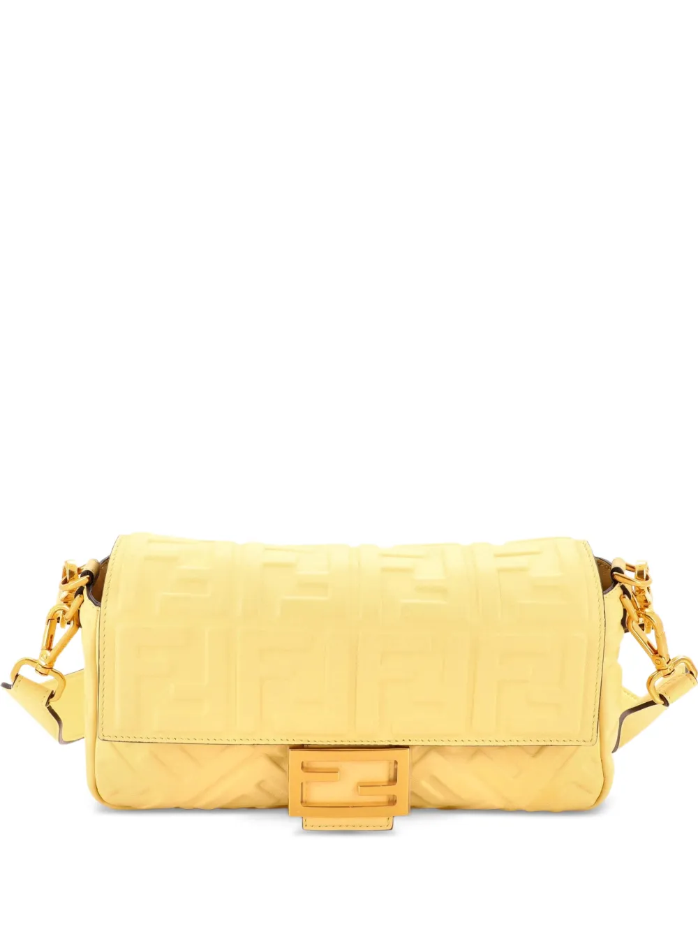 Fendi Pre-Owned Mittelgroße Baguette NM Zucca Umhängetasche aus Leder mit Prägung - Gelb