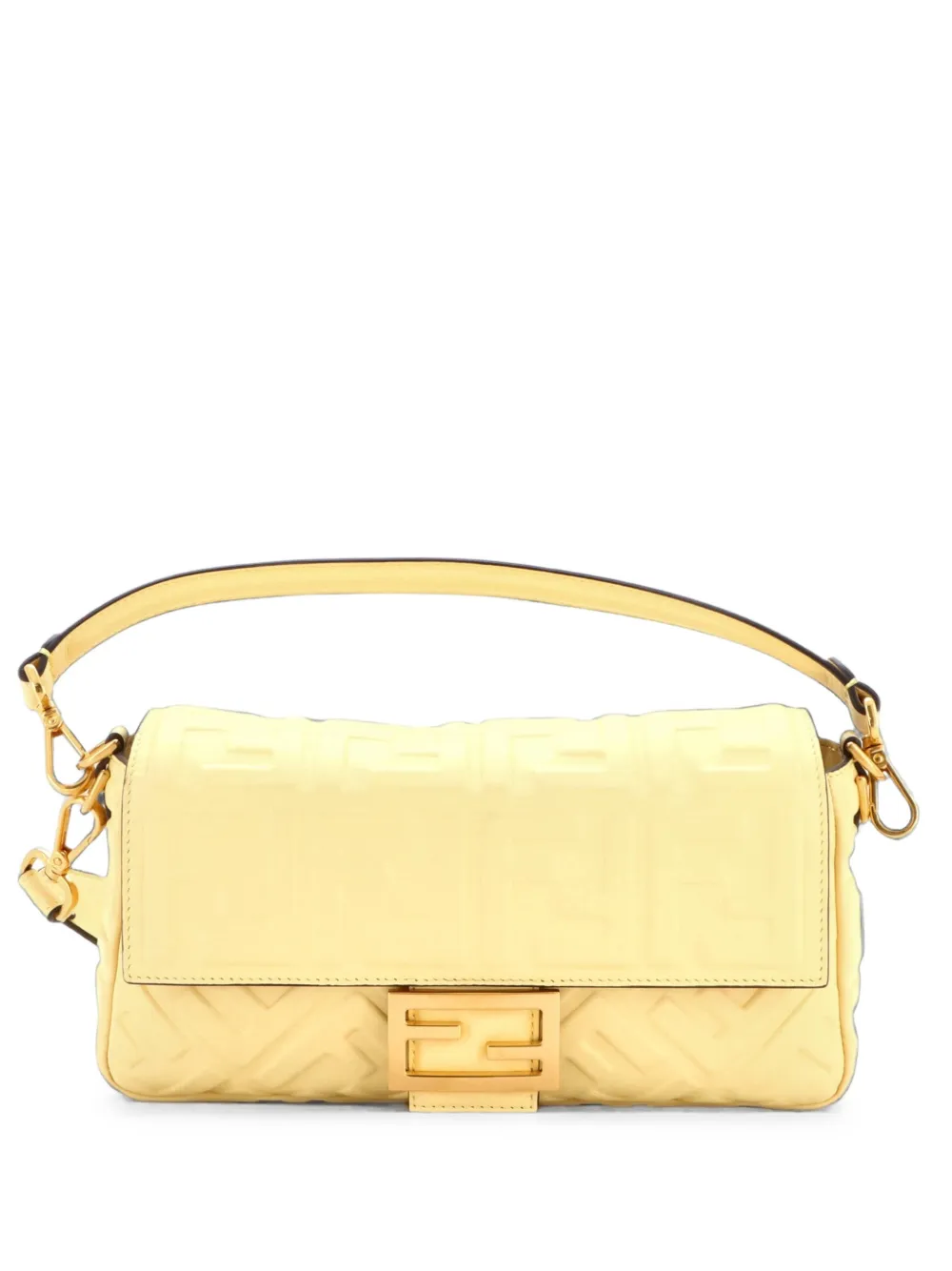 Fendi Pre-Owned Baguette NM Bag Zucca Embossed Leather Medium crossbody bag - Gelb
