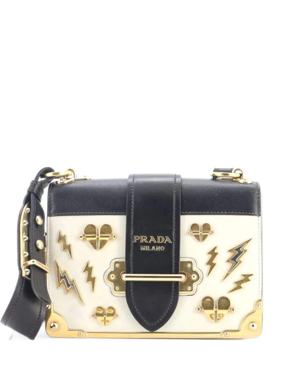 Prada Pre-Owned Cahier Embellished Leather Small crossbody bag - Toni neutri