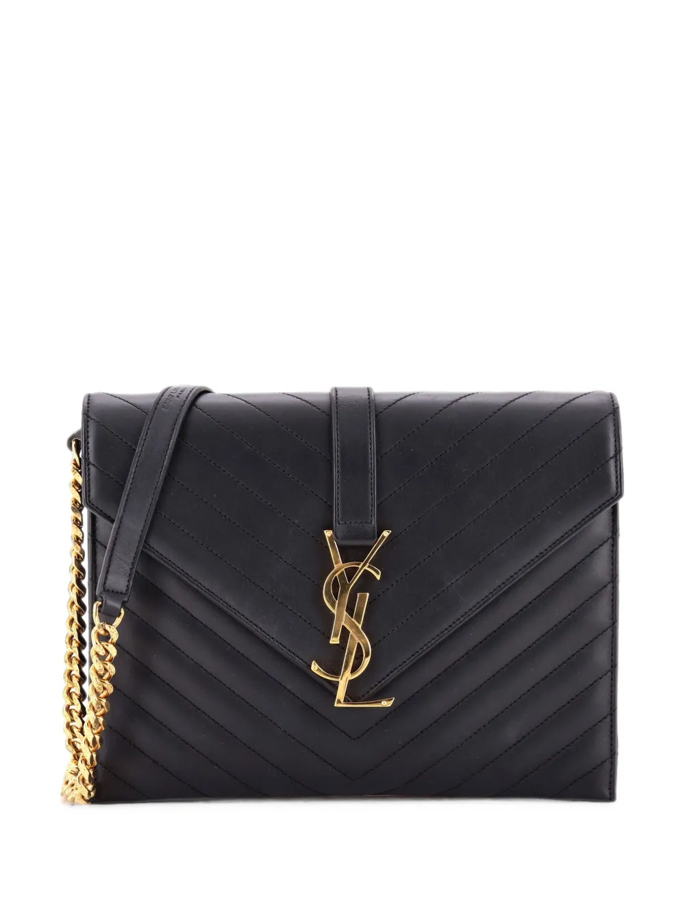 Saint Laurent Pre-Owned Classic Monogram Envelope Chain Bag Matelasse Chevron Leather Medium shoulder bag - Schwarz