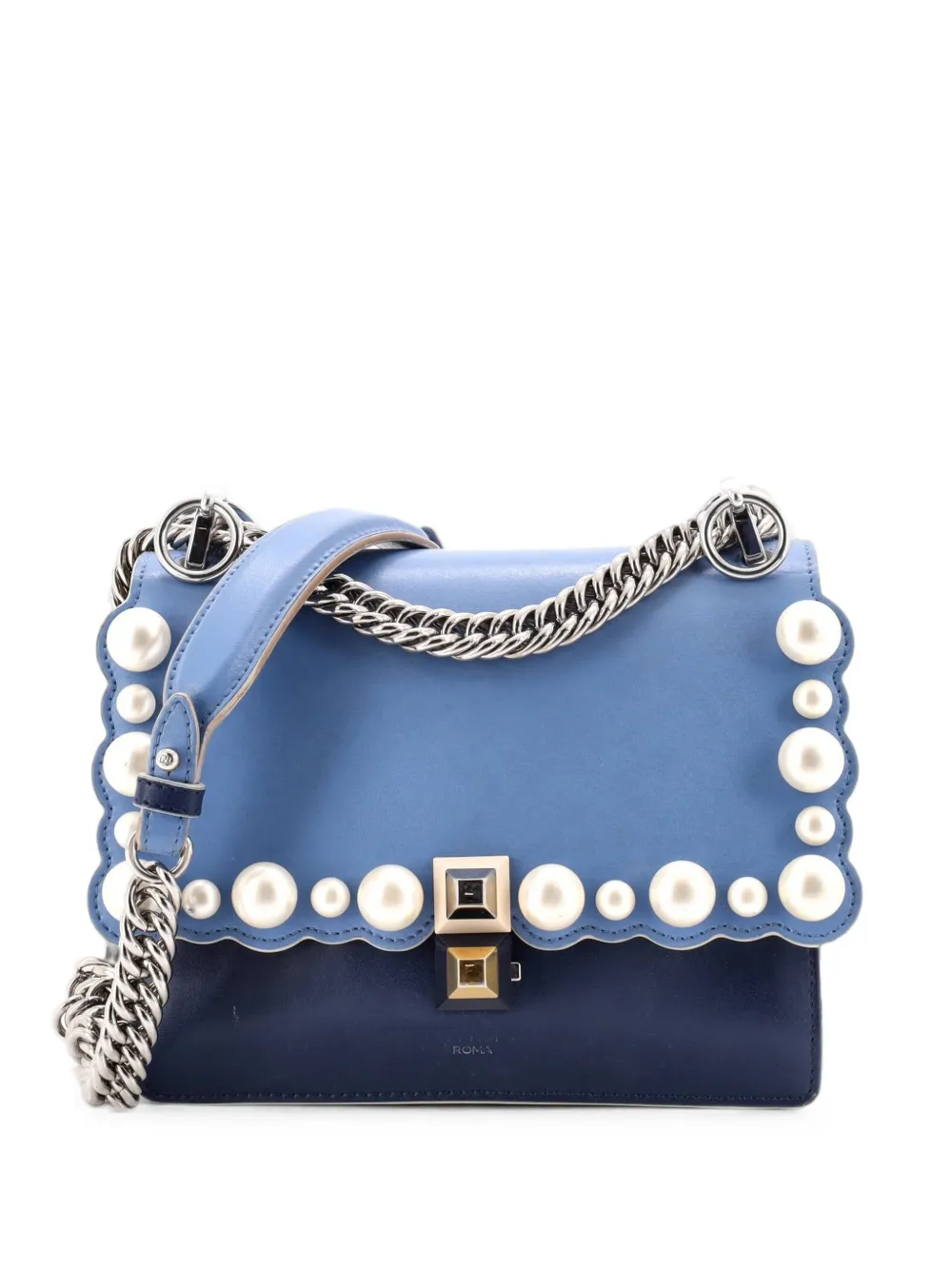 Fendi Pre-Owned Kan I Bag Pearl Embellished Leather Small crossbody bag - Blu