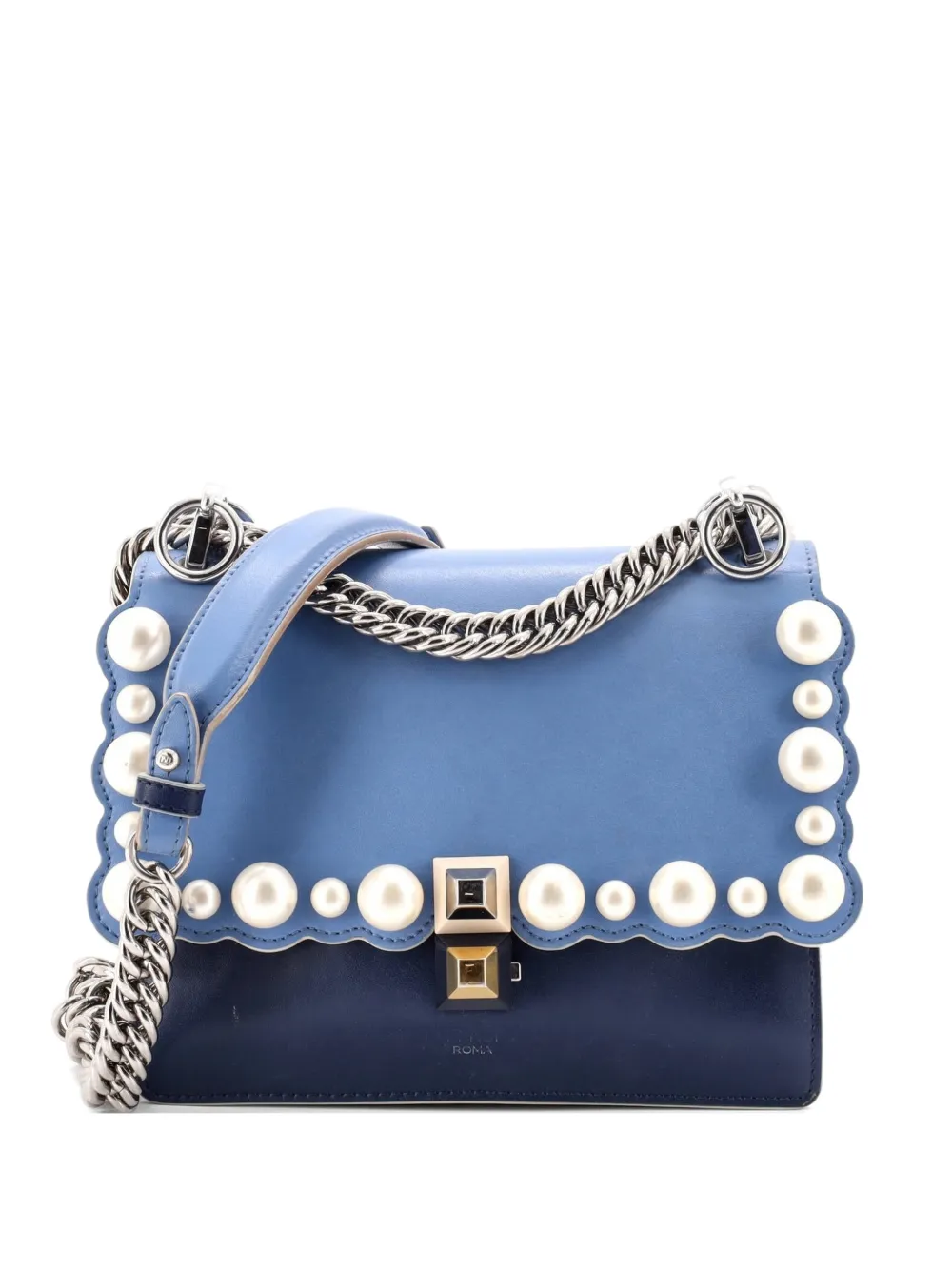 Fendi Pre-Owned Kan I Bag Pearl Embellished Leather Small crossbody bag - Blau