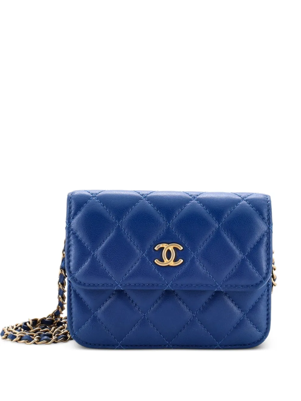 CHANEL Pre-Owned Pearl Crush Flap Clutch with Chain Quilted Lambskin Mini crossbody bag - Blu