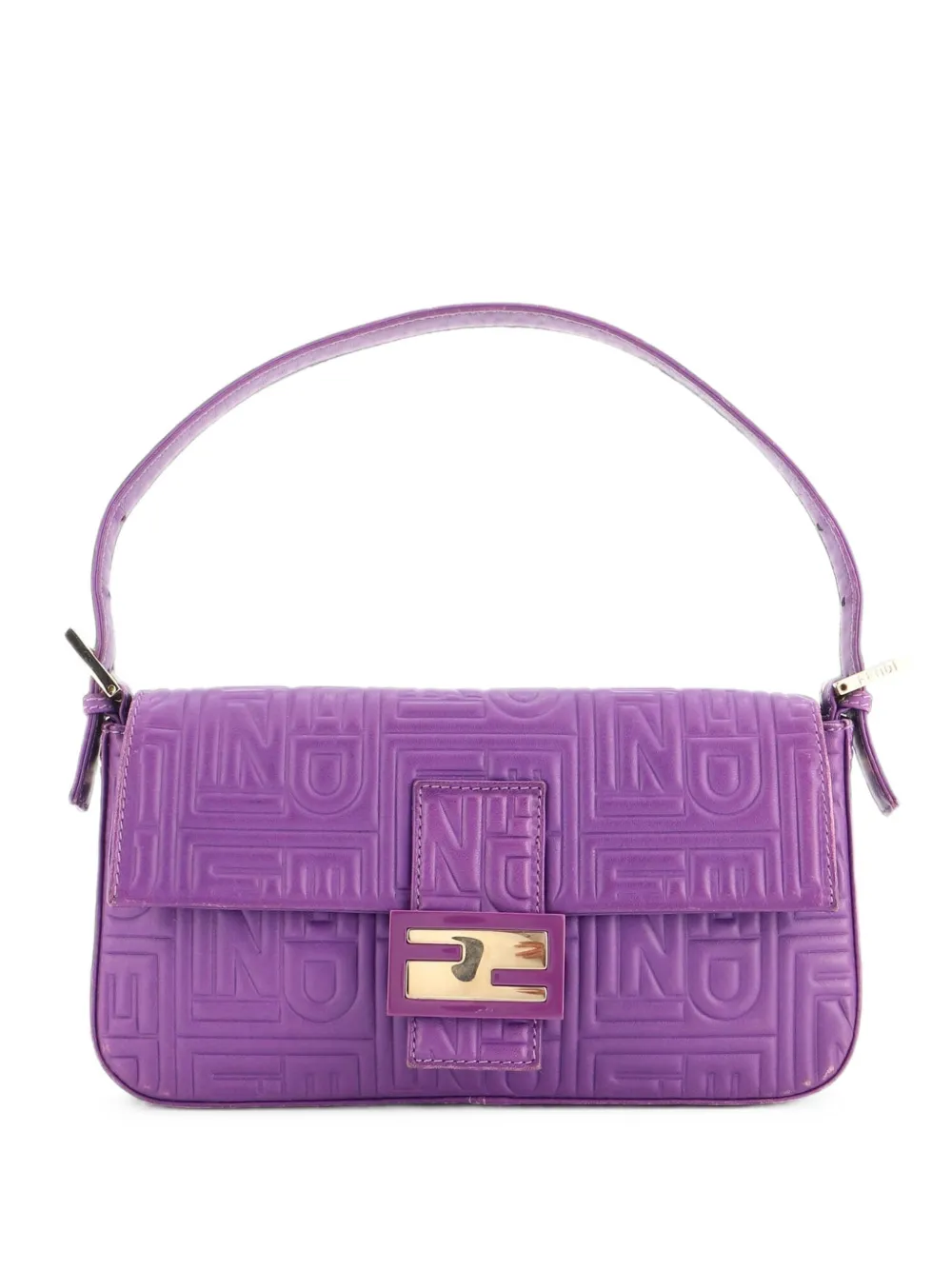 Fendi Pre-Owned Borsa a spalla Baguette piccola in pelle con logo goffrato - Viola