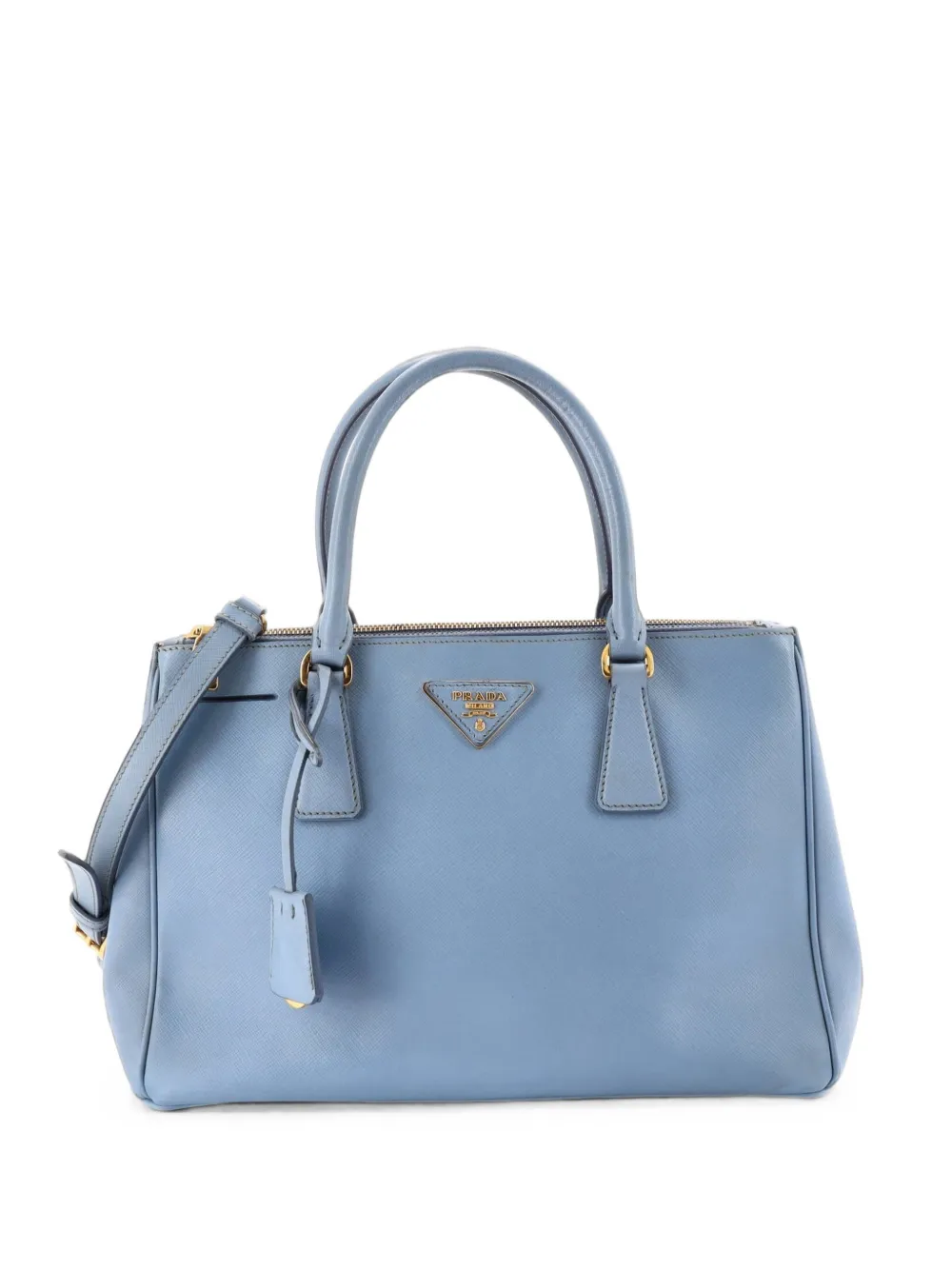 Prada Pre-Owned Double Zip Lux Saffiano Leather Small tote bag - Blu