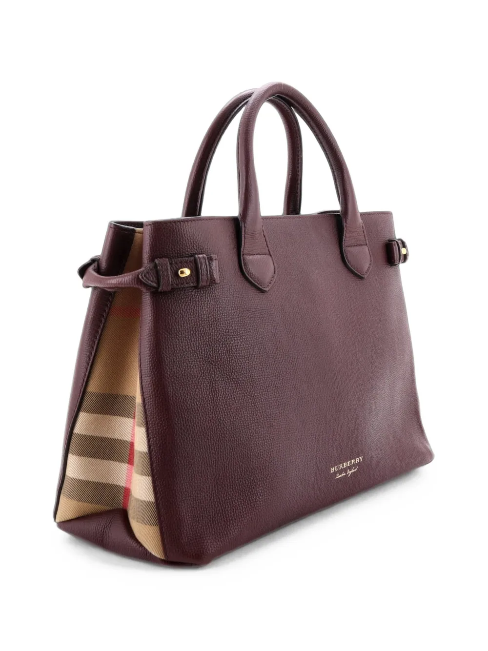 Burberry Pre-Owned Banner Tote Leather and House Check Canvas Medium satchel - Braun