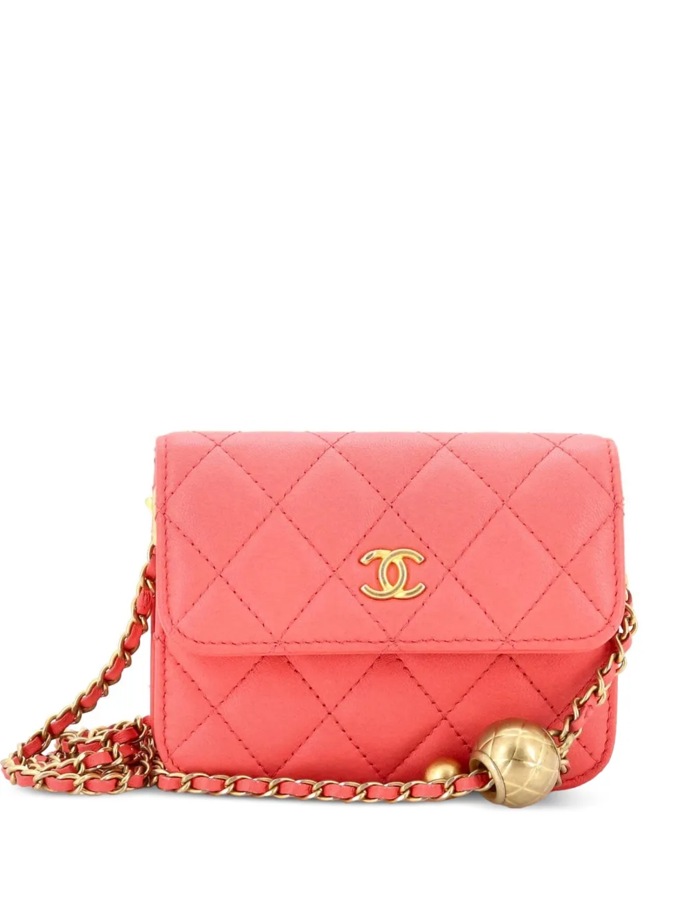 CHANEL Pre-Owned Pearl Crush Flap Clutch with Chain Quilted Lambskin Mini crossbody bag - Rosa