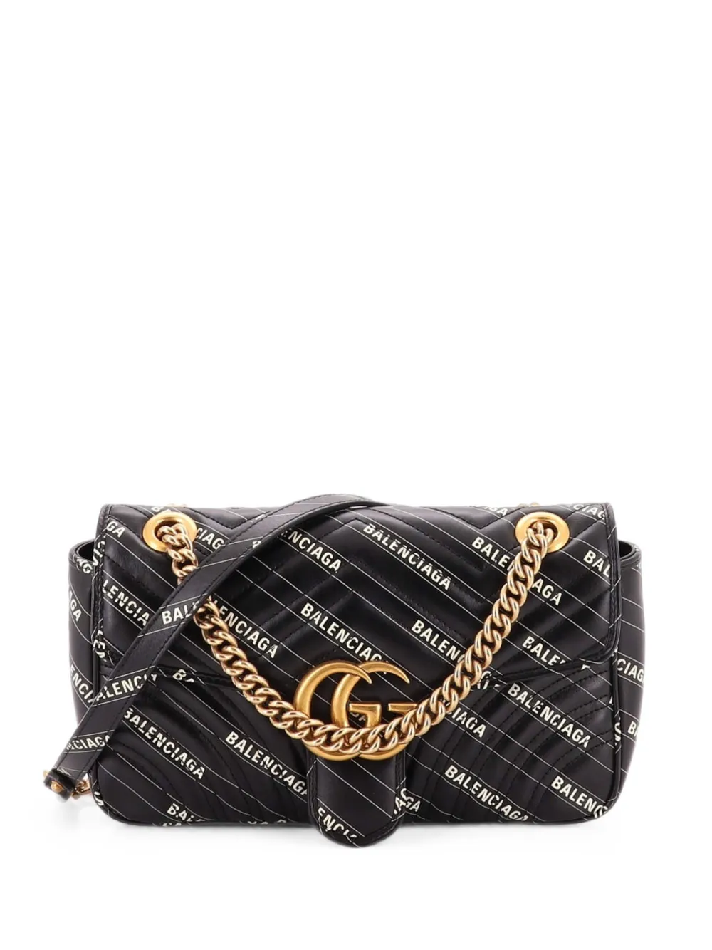 Gucci Pre-Owned x Balenciaga Borsa a spalla GG Marmont The Hacker Project piccola in pelle matelassé con stampa - Nero