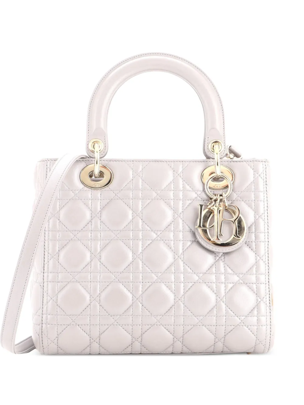 Christian Dior Pre-Owned Lady Dior Bag Cannage Quilt Metallic Leather Medium satchel