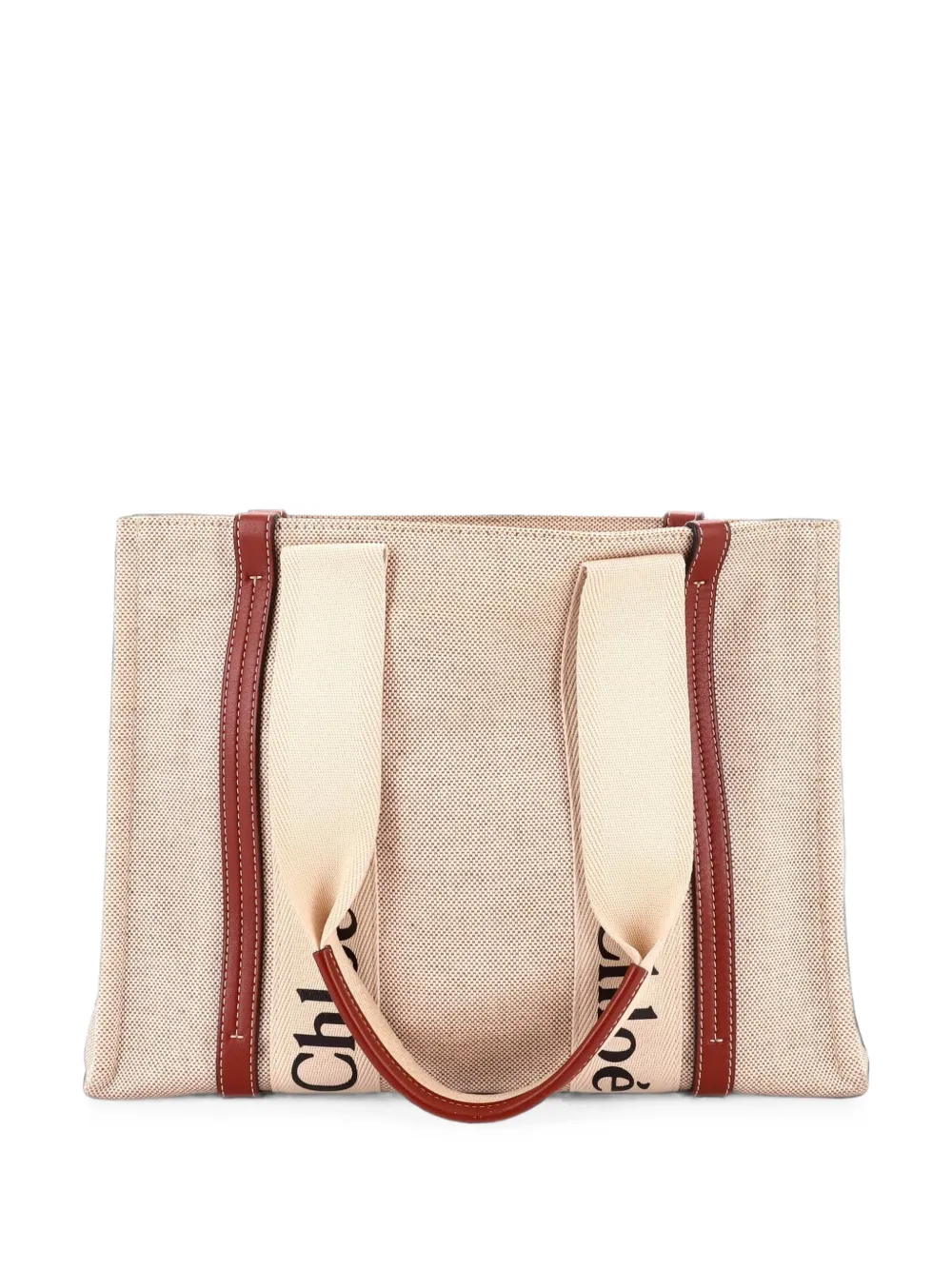 Chloé Pre-Owned Borsa tote Woody media in pelle e tela - Toni neutri