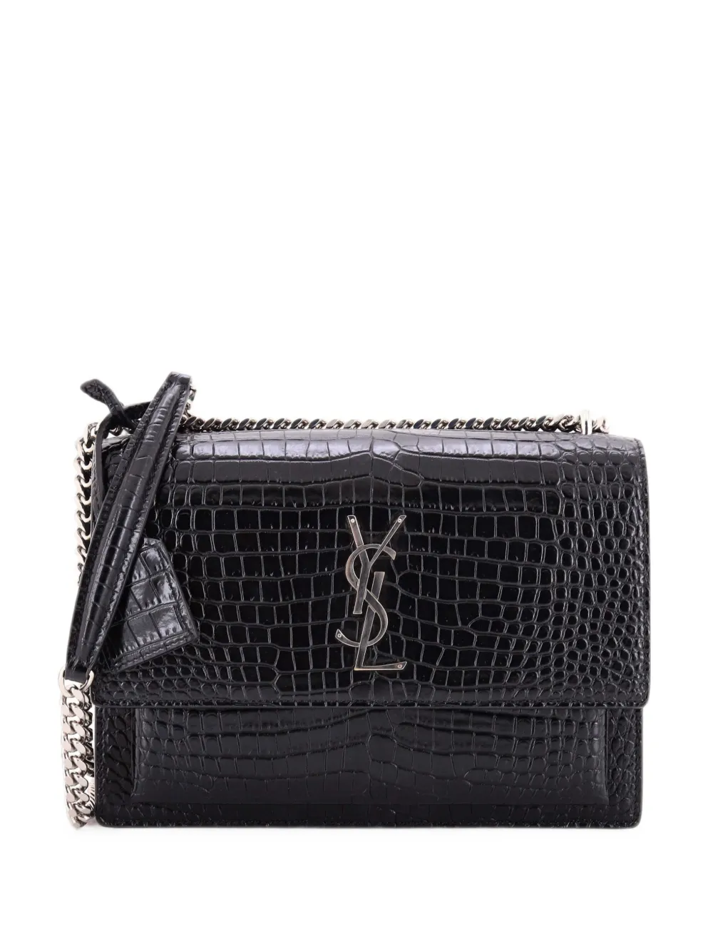 Saint Laurent Pre-Owned Sunset Crocodile Embossed Leather Medium crossbody bag - Schwarz