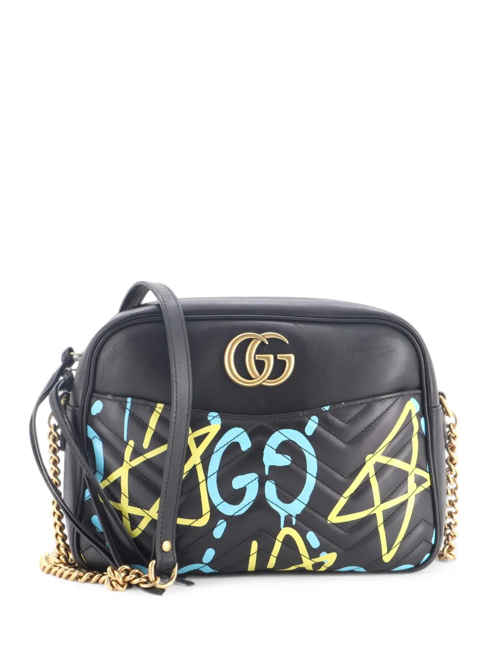 Gucci Pre-Owned Borsa a spalla GG Marmont GucciGhost media in pelle matelassé - Nero