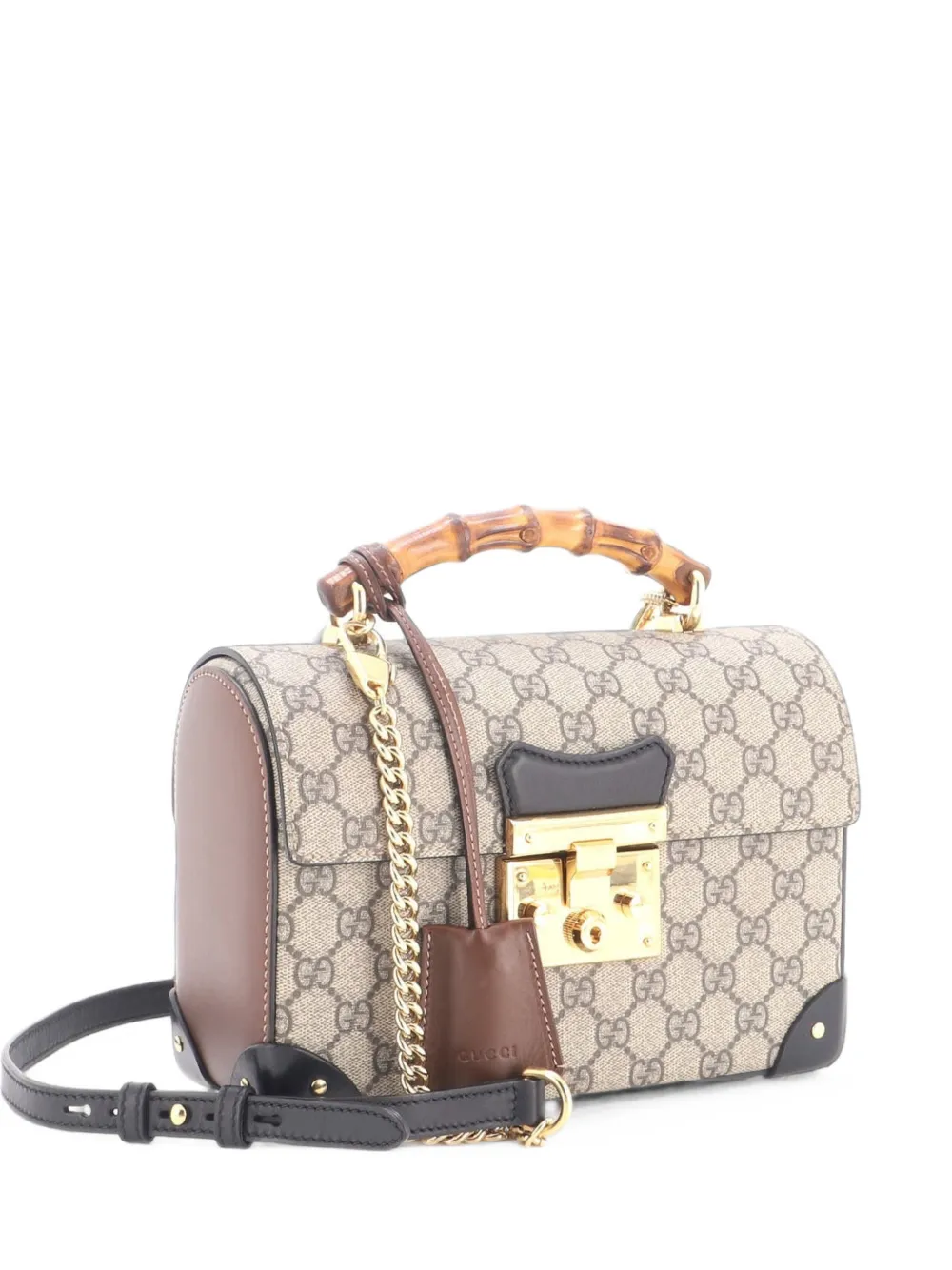 Gucci Pre-Owned Padlock Bamboo GG Coated Canvas Small shoulder bag - Marrone