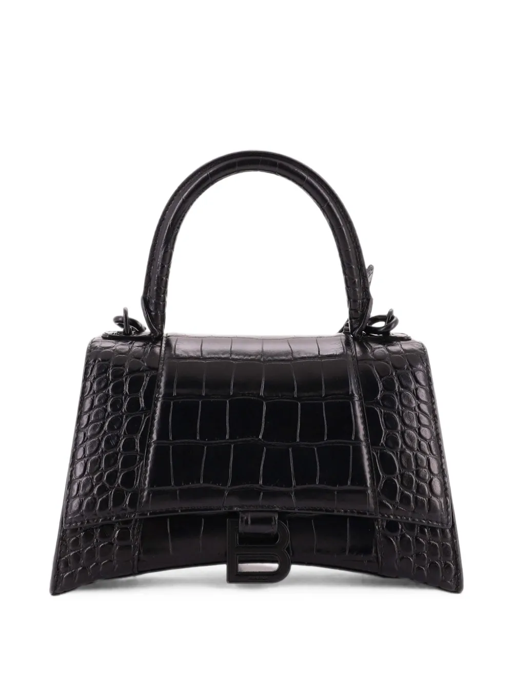 Balenciaga Pre-Owned Hourglass Top Handle Bag Crocodile Embossed Leather Small crossbody bag - Nero