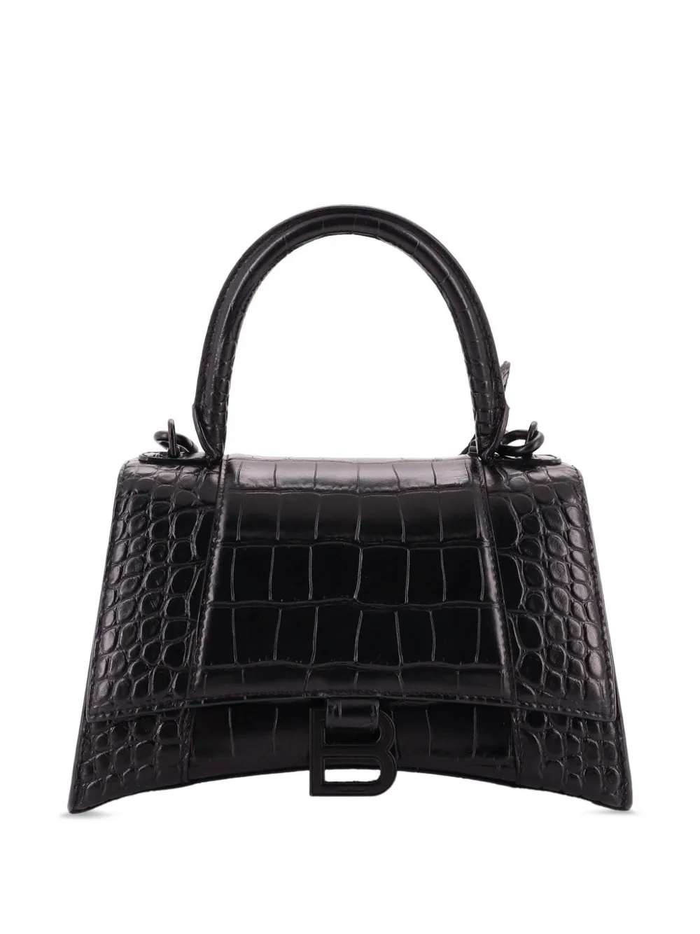 Balenciaga Pre-Owned Hourglass Top Handle Bag Crocodile Embossed Leather Small crossbody bag - Nero