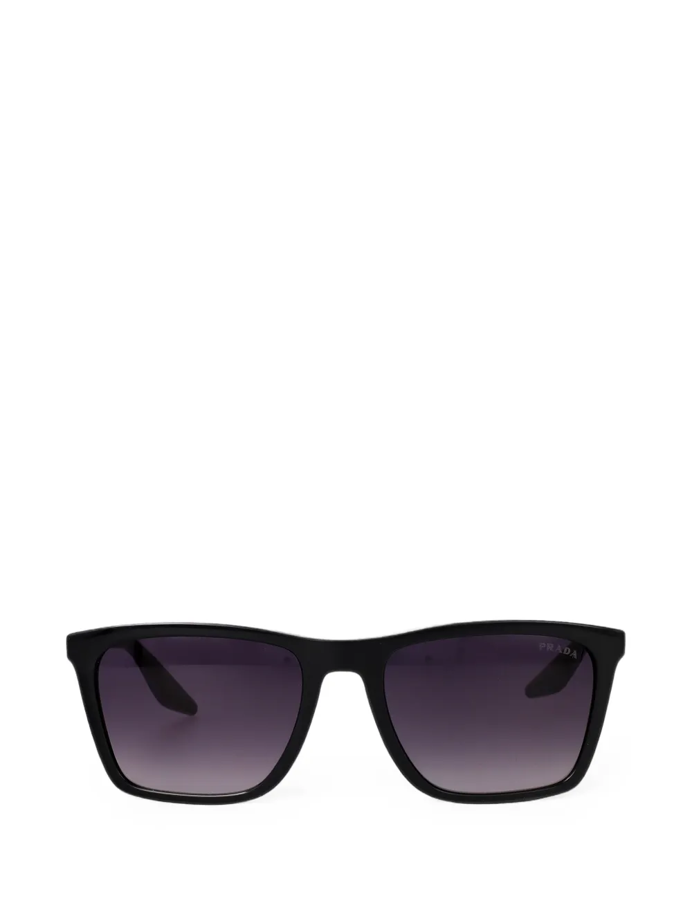 Prada Linea Rossa Eckige Sonnenbrille mit Logo-Schild - Schwarz