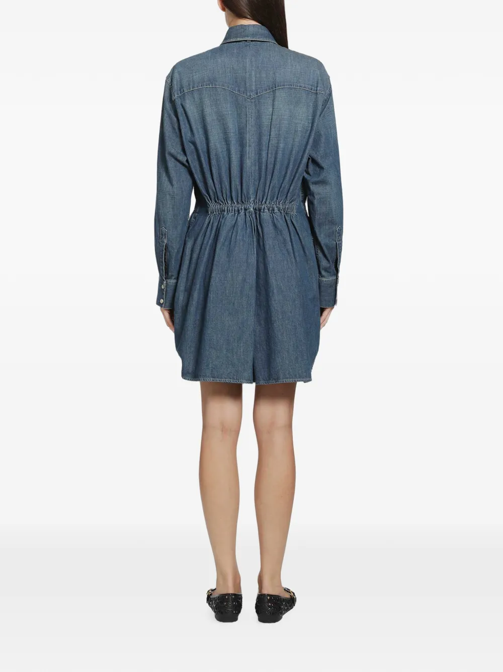 Valentino Garavani Denim mini-jurk met strikkraag Blauw