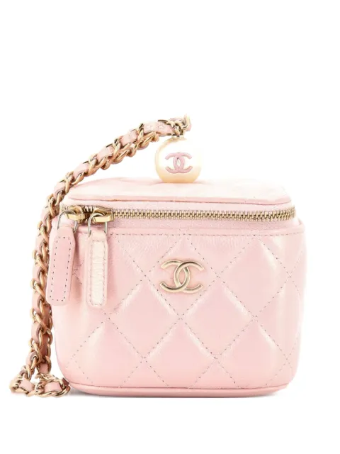 CHANEL Pre-Owned Classic Pearl Vanity Case with Chain Quilted Caviar Mini clutch bag