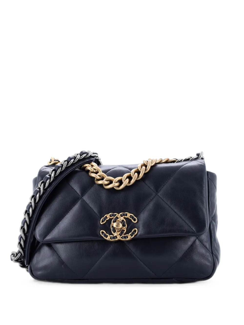 CHANEL Pre-Owned 19 Flap Bag Quilted Leather Medium crossbody bag - Blu