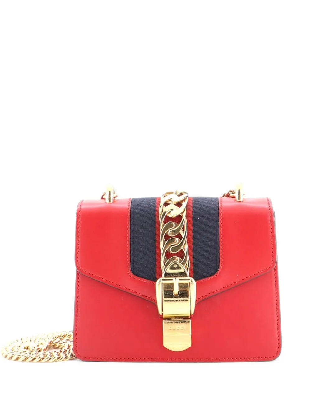 Gucci Pre-Owned Sylvie Chain Shoulder Bag Leather Mini crossbody bag - Rosso