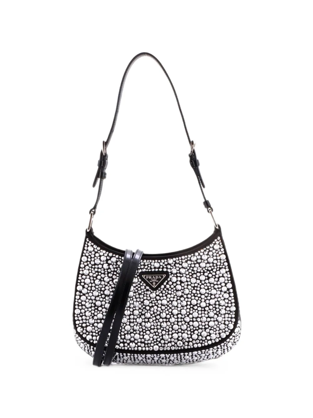 Prada Pre-Owned Cleo Shoulder Bag Crystal Embellished Satin Small crossbody bag - Black