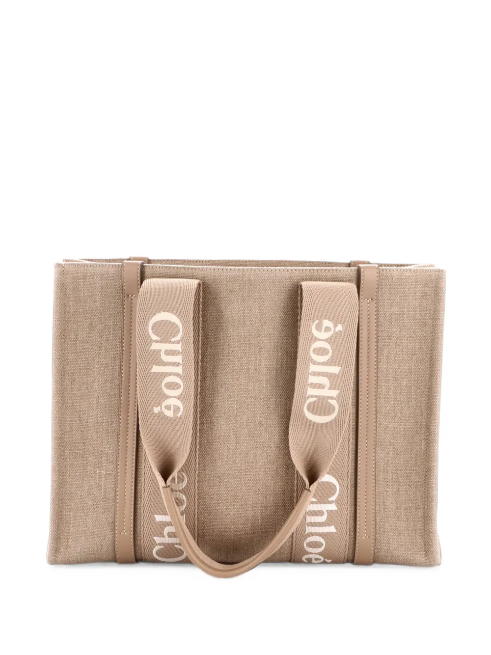 Chloé Pre-Owned Woody Canvas with Leather Medium tote bag - Toni neutri