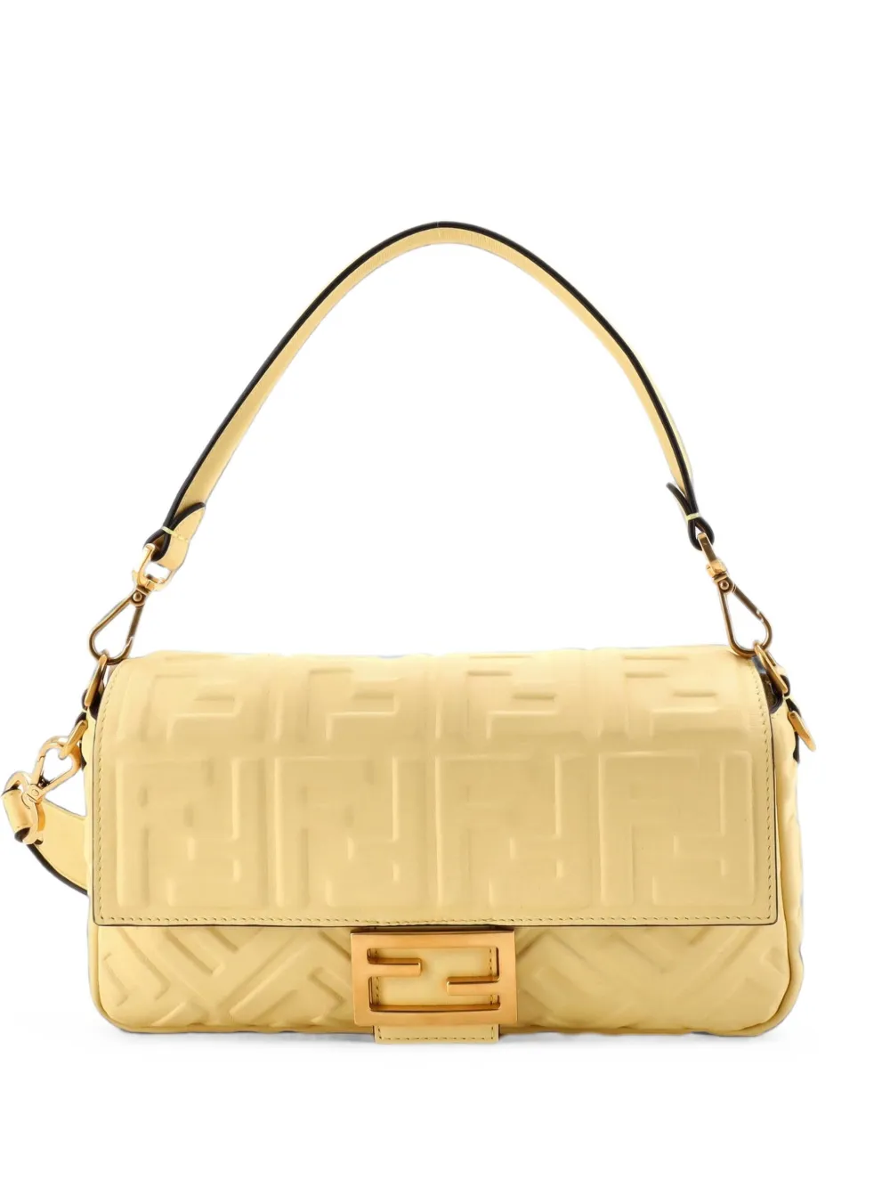Fendi Pre-Owned Baguette NM Bag Zucca Embossed Leather Medium crossbody bag - Giallo