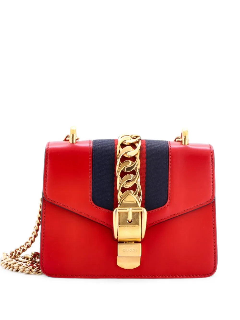 Gucci Pre-Owned Sylvie Chain Shoulder Bag Leather Mini crossbody bag - Rosso