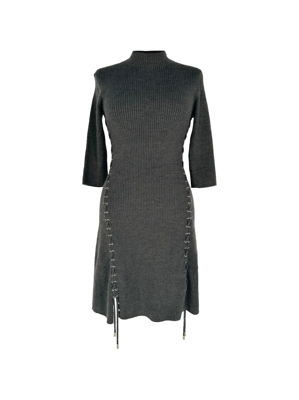 Maje ribbed-knit lace-up dress - Grigio