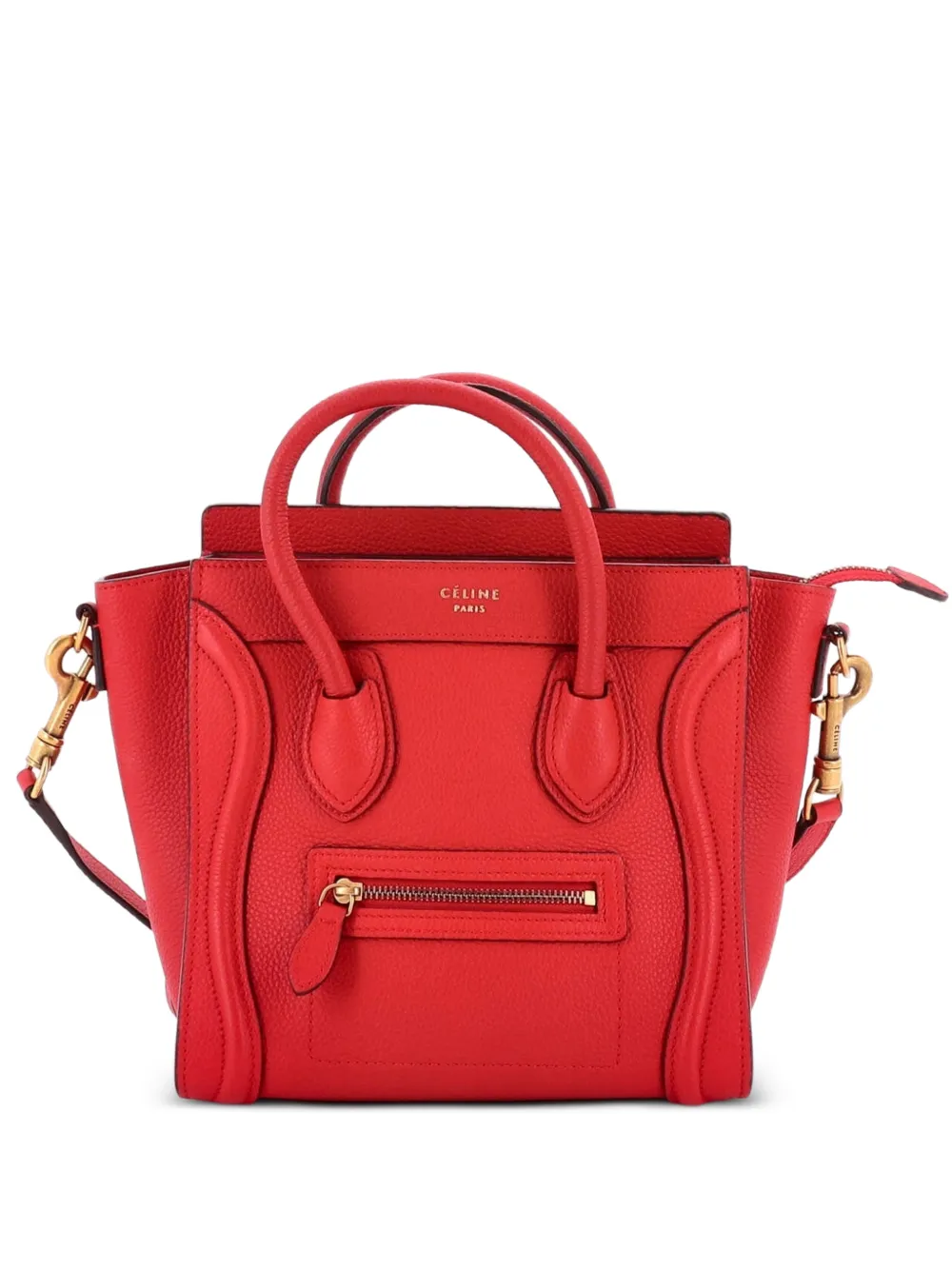 Celine Pre-Owned Luggage Bag Grainy Leather Nano crossbody bag - Rosso