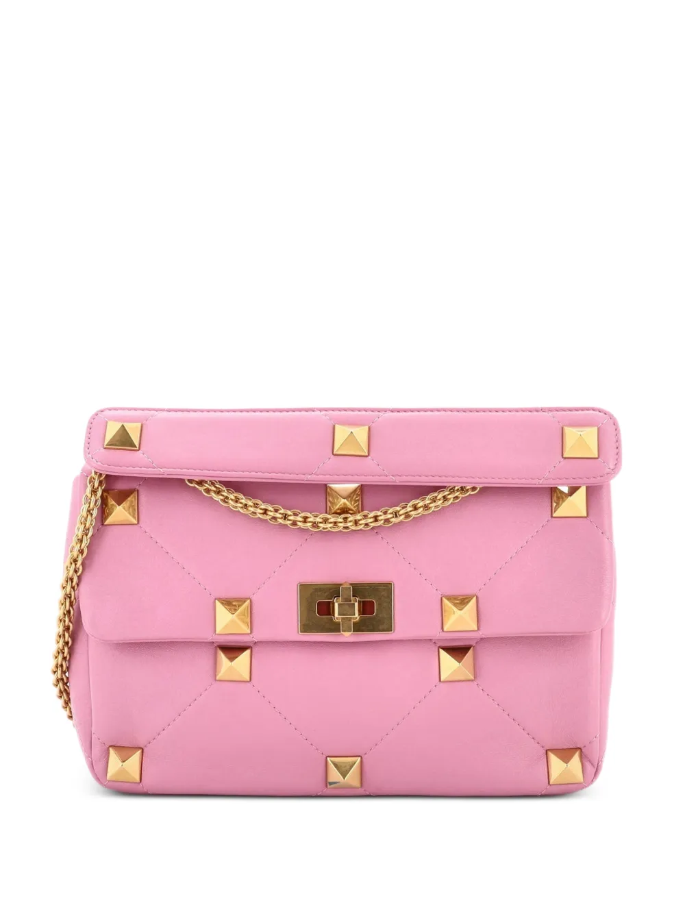 Valentino Garavani Pre-Owned Mittelgroße Roman Stud Flap Bag Umhängetasche aus Leder mit Steppung - Rosa