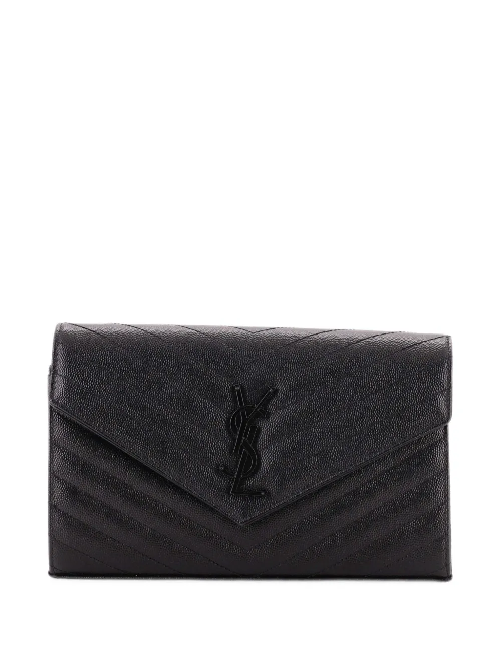 Saint Laurent Pre-Owned Classic Monogram Wallet on Chain Matelasse Chevron Leather Medium crossbody bag - Schwarz