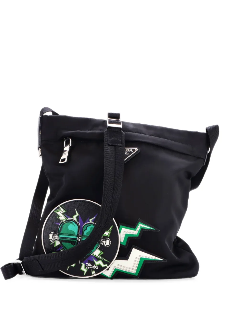 Prada Pre-Owned Frankenstein Messenger Bag Printed Tessuto crossbody bag - Nero