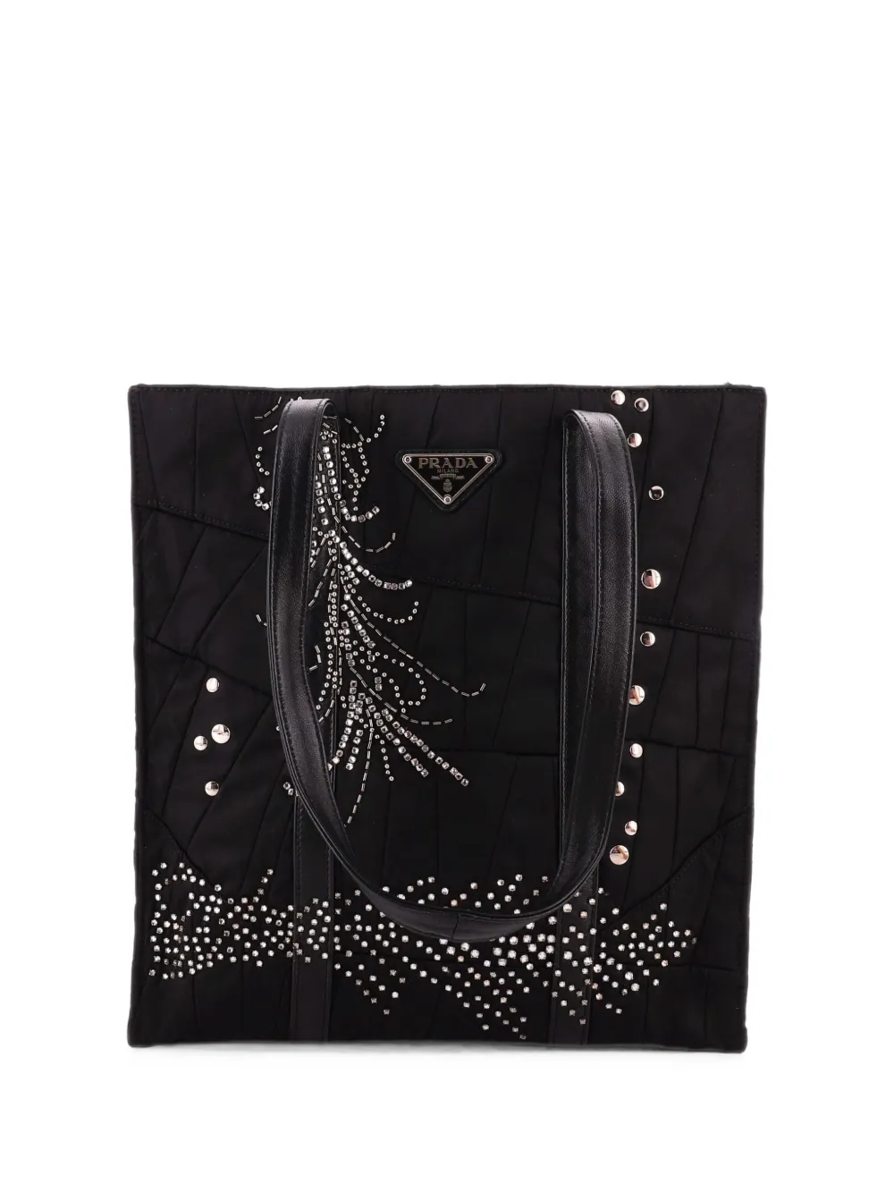 Prada Pre-Owned Borsa tote media in Re-Nylon con design patchwork - Nero